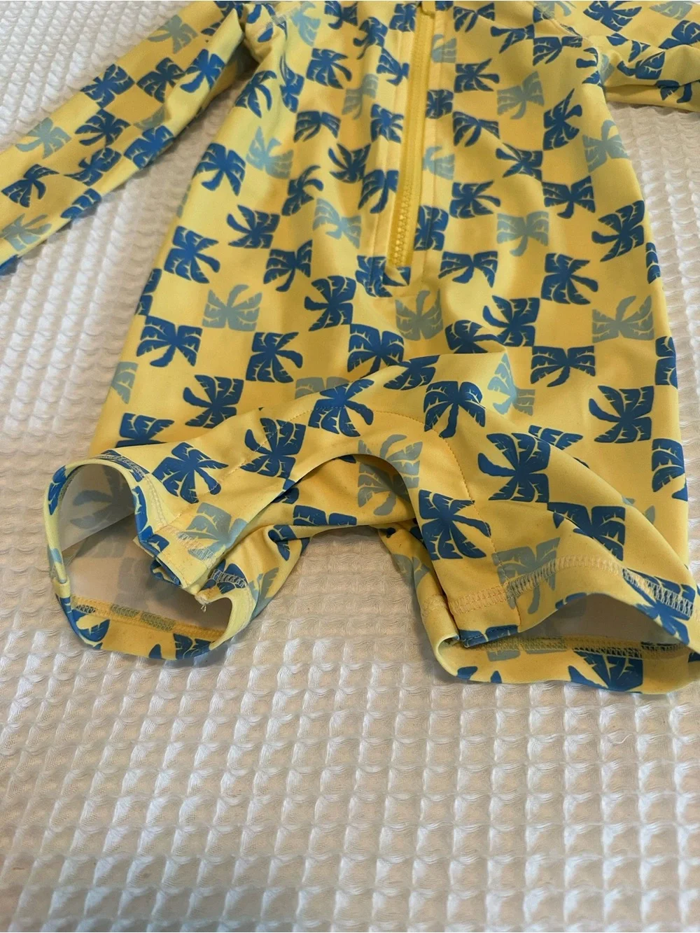Old Navy Swim Rashguard Bodysuit Yellow Palm-Print One-Piece